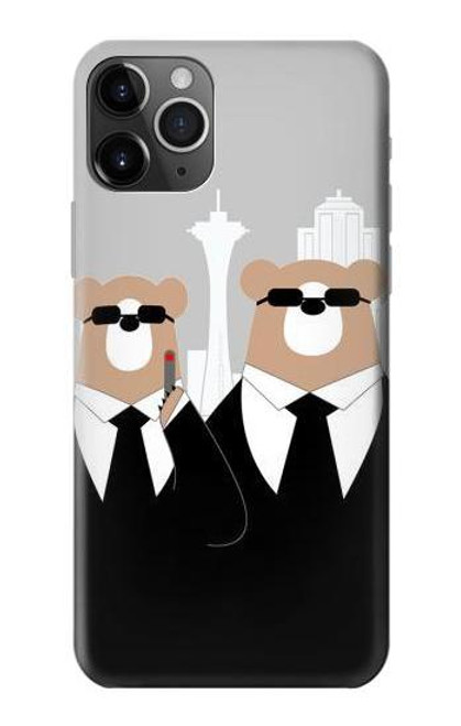 S3557 黒いスーツのクマ Bear in Black Suit iPhone 11 Pro Max バックケース、フリップケース・カバー