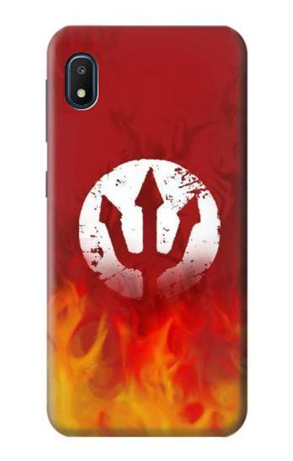 S2803 火災レッドデビル槍シンボル Fire Red Devil Spear Symbol Samsung Galaxy A10e バックケース、フリップケース・カバー