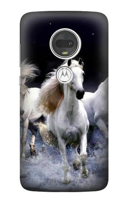 S0246 白馬 White Horse Motorola Moto G7, Moto G7 Plus バックケース、フリップケース・カバー