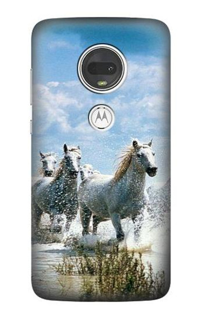 S0250 白馬 White Horse Motorola Moto G7, Moto G7 Plus バックケース、フリップケース・カバー