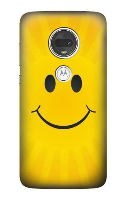 S1146 スマイル黄色の日 Yellow Sun Smile Motorola Moto G7, Moto G7 Plus バックケース、フリップケース・カバー