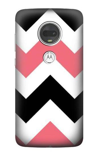 S1849 ピンクブラックシェブロンジグザグ Pink Black Chevron Zigzag Motorola Moto G7, Moto G7 Plus バックケース、フリップケース・カバー