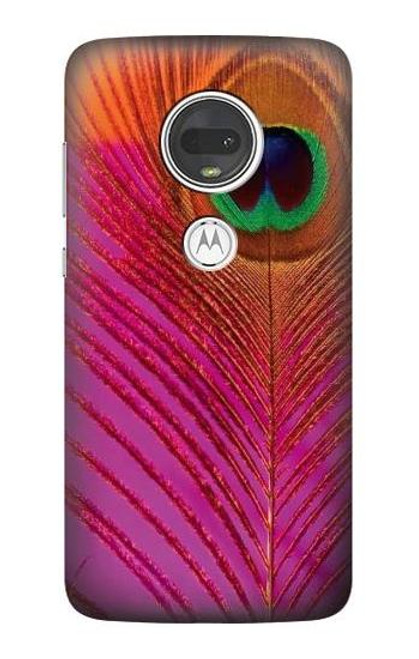 S3201 ピンクピーコックフェザー Pink Peacock Feather Motorola Moto G7, Moto G7 Plus バックケース、フリップケース・カバー
