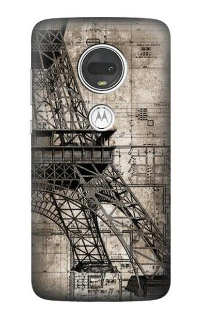 S3416 エッフェル塔の設計図 Eiffel Tower Blueprint Motorola Moto G7, Moto G7 Plus バックケース、フリップケース・カバー