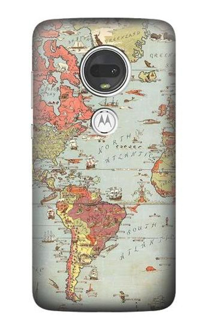 S3418 ヴィンテージの世界地図 Vintage World Map Motorola Moto G7, Moto G7 Plus バックケース、フリップケース・カバー