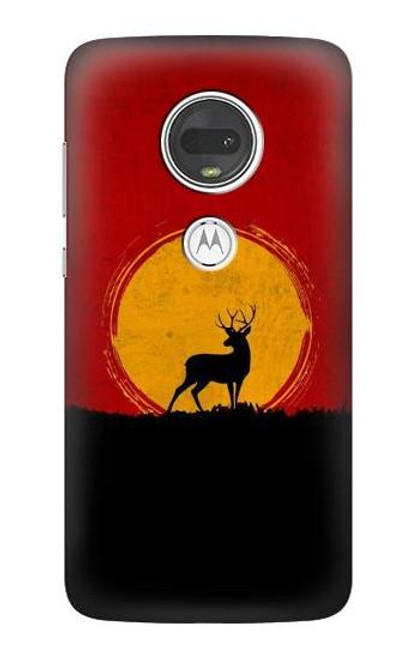 S3513 鹿の夕日 Deer Sunset Motorola Moto G7, Moto G7 Plus バックケース、フリップケース・カバー