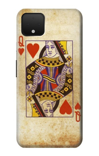 S2833 ポーカーカード ハートの女王 Poker Card Queen Hearts Google Pixel 4 バックケース、フリップケース・カバー