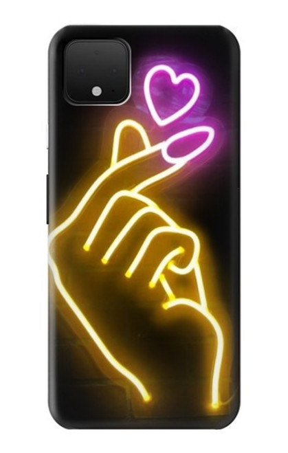 S3512 かわいいミニハート Cute Mini Heart Neon Graphic Google Pixel 4 バックケース、フリップケース・カバー