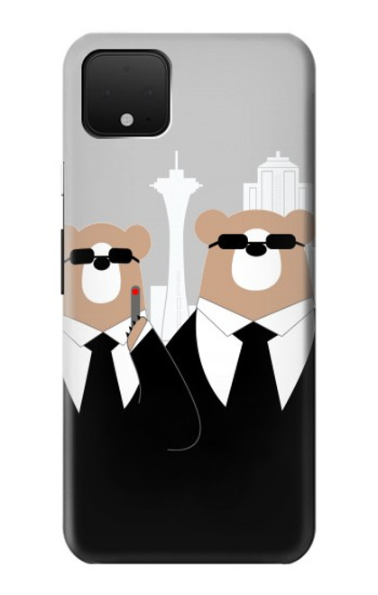 S3557 黒いスーツのクマ Bear in Black Suit Google Pixel 4 バックケース、フリップケース・カバー