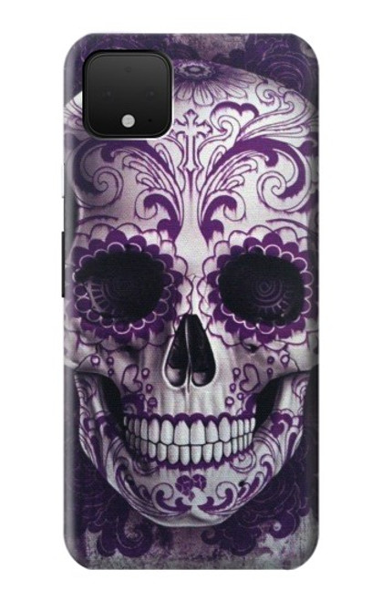 S3582 紫の頭蓋骨 Purple Sugar Skull Google Pixel 4 バックケース、フリップケース・カバー