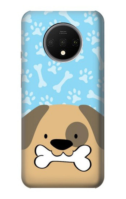 S2669 犬の足 骨 可愛い漫画のパターン Cute Dog Paws Bones Cartoon OnePlus 7T バックケース、フリップケース・カバー