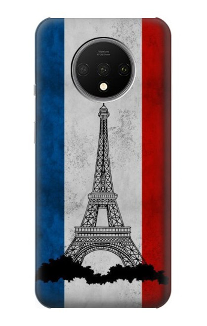 S2859 ヴィンテージフランスの旗エッフェル塔 Vintage France Flag Eiffel Tower OnePlus 7T バックケース、フリップケース・カバー