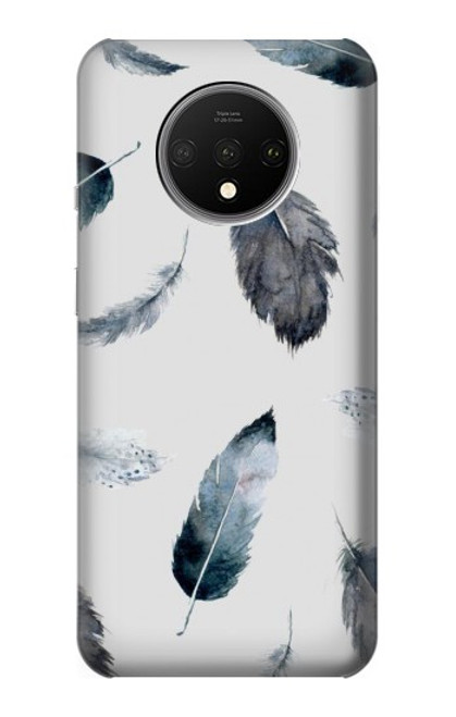 S3085 羽 Feather Paint Pattern OnePlus 7T バックケース、フリップケース・カバー
