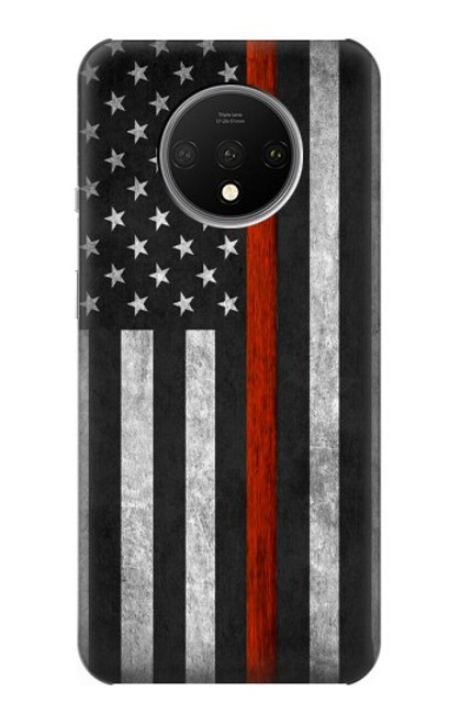 S3472 消防士細い赤線旗 Firefighter Thin Red Line Flag OnePlus 7T バックケース、フリップケース・カバー