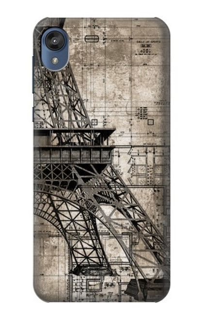 S3416 エッフェル塔の設計図 Eiffel Tower Blueprint Motorola Moto E6, Moto E (6th Gen) バックケース、フリップケース・カバー