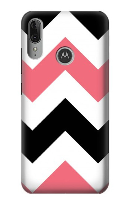 S1849 ピンクブラックシェブロンジグザグ Pink Black Chevron Zigzag Motorola Moto E6 Plus, Moto E6s バックケース、フリップケース・カバー