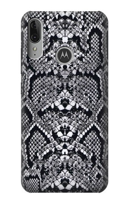 S2855 ラトルスネークスキン グラフィックプリント White Rattle Snake Skin Graphic Printed Motorola Moto E6 Plus, Moto E6s バックケース、フリップケース・カバー