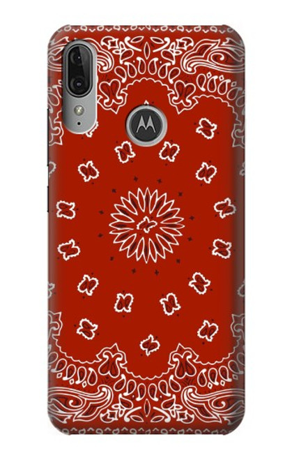 S3355 赤バンダナパターン Bandana Red Pattern Motorola Moto E6 Plus, Moto E6s バックケース、フリップケース・カバー