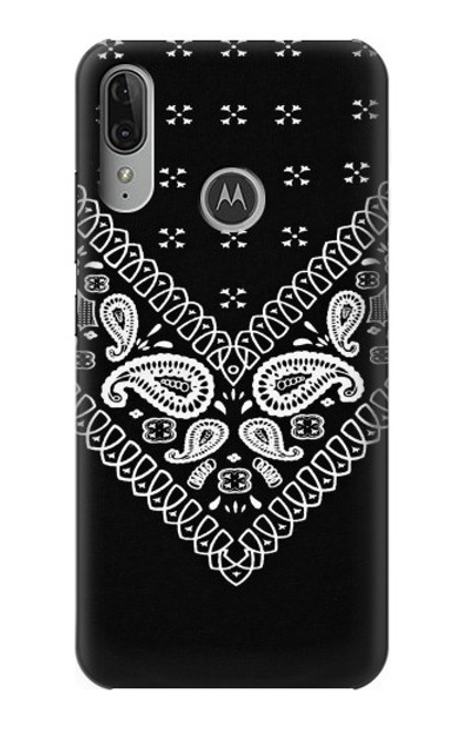 S3363 黒バンダナ Bandana Black Pattern Motorola Moto E6 Plus, Moto E6s バックケース、フリップケース・カバー