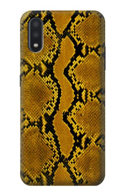 S3365 黄パイソンの皮膚 グラフィックプリント Yellow Python Skin Graphic Print Samsung Galaxy A01 バックケース、フリップケース・カバー