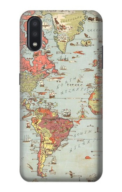 S3418 ヴィンテージの世界地図 Vintage World Map Samsung Galaxy A01 バックケース、フリップケース・カバー