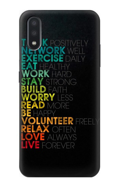 S3523 ポジティブな言葉 Think Positive Words Quotes Samsung Galaxy A01 バックケース、フリップケース・カバー