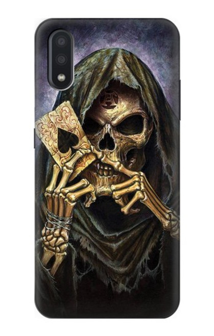 S3594 死神ポーカー Grim Reaper Wins Poker Samsung Galaxy A01 バックケース、フリップケース・カバー