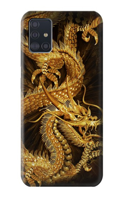 S2804 ゴールドドラゴンプリント Chinese Gold Dragon Printed Samsung Galaxy A51 バックケース、フリップケース・カバー