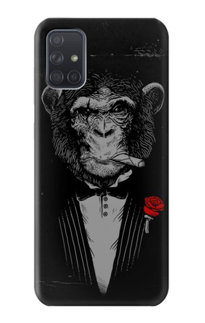 S3167 面白いマフィア猿 Funny Gangster Mafia Monkey Samsung Galaxy A71 バックケース、フリップケース・カバー
