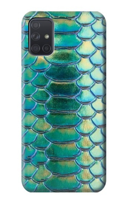 S3414 緑のヘビの鱗 グラフィックプリント Green Snake Scale Graphic Print Samsung Galaxy A71 バックケース、フリップケース・カバー