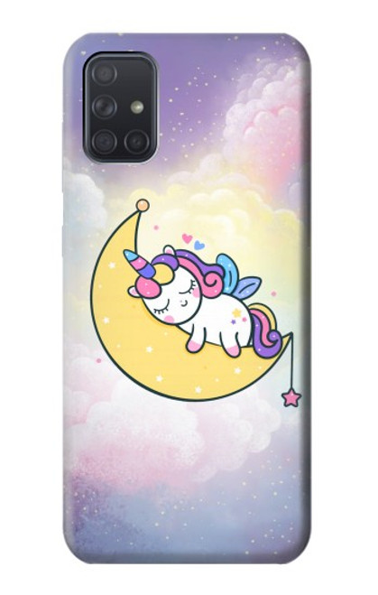 S3485 かわいい眠りユニコーン Cute Unicorn Sleep Samsung Galaxy A71 バックケース、フリップケース・カバー