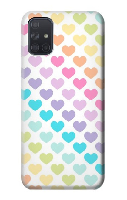 S3499 カラフルなハート柄 Colorful Heart Pattern Samsung Galaxy A71 バックケース、フリップケース・カバー