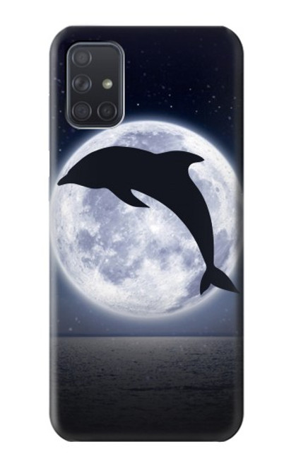 S3510 ドルフィン Dolphin Moon Night Samsung Galaxy A71 バックケース、フリップケース・カバー