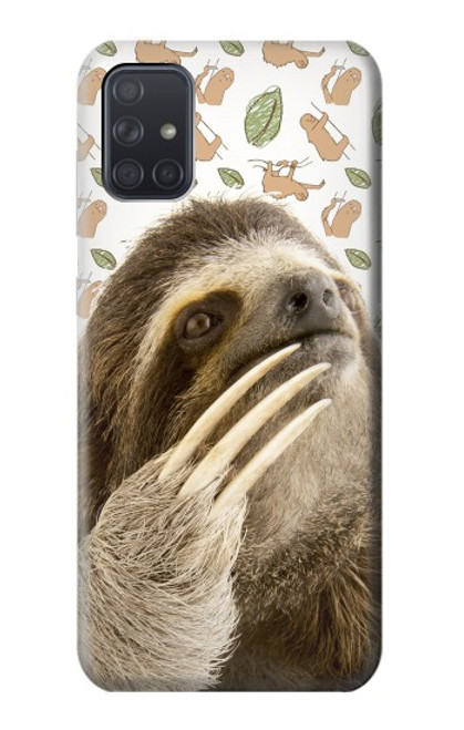 S3559 ナマケモノ Sloth Pattern Samsung Galaxy A71 バックケース、フリップケース・カバー