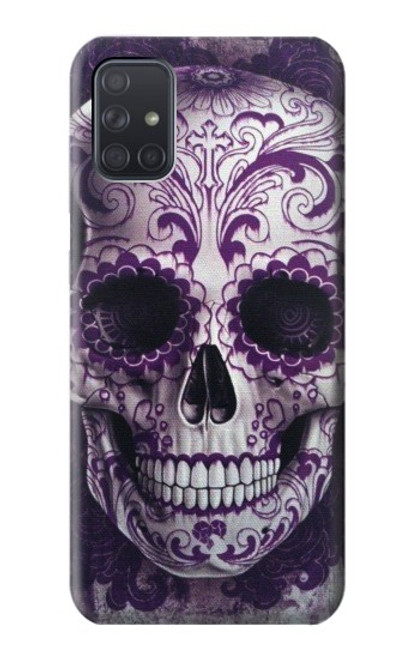 S3582 紫の頭蓋骨 Purple Sugar Skull Samsung Galaxy A71 バックケース、フリップケース・カバー