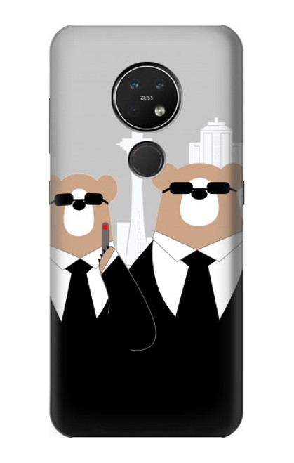 S3557 黒いスーツのクマ Bear in Black Suit Nokia 7.2 バックケース、フリップケース・カバー