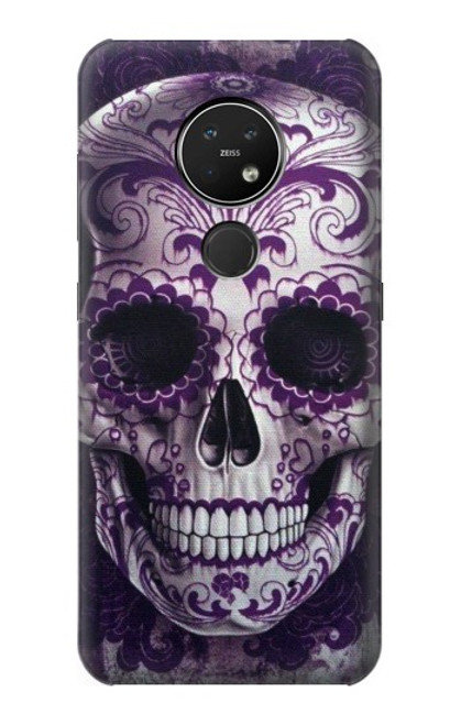 S3582 紫の頭蓋骨 Purple Sugar Skull Nokia 7.2 バックケース、フリップケース・カバー