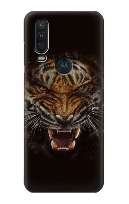 S0575 虎の顔 Tiger Face Motorola One Action (Moto P40 Power) バックケース、フリップケース・カバー