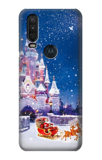 S3282 サンタ・クリスマス城 Santa Xmas Castle Motorola One Action (Moto P40 Power) バックケース、フリップケース・カバー