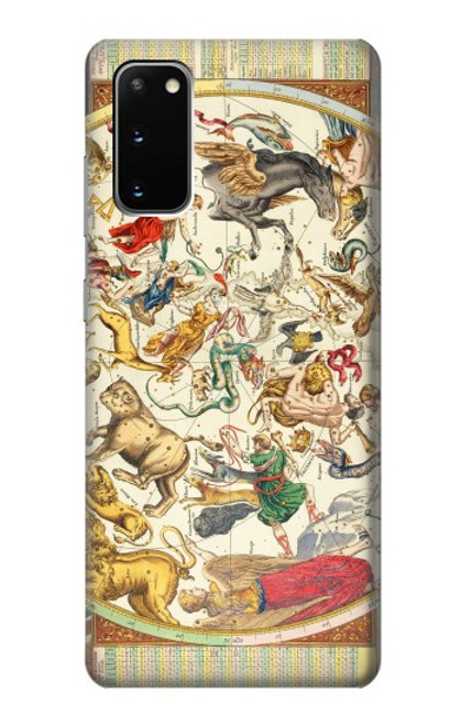 S3145 コンステレーションスタースカイマップ Antique Constellation Star Sky Map Samsung Galaxy S20 バックケース、フリップケース・カバー