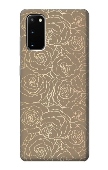 S3466 ゴールドローズ柄 Gold Rose Pattern Samsung Galaxy S20 バックケース、フリップケース・カバー