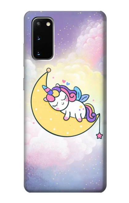 S3485 かわいい眠りユニコーン Cute Unicorn Sleep Samsung Galaxy S20 バックケース、フリップケース・カバー