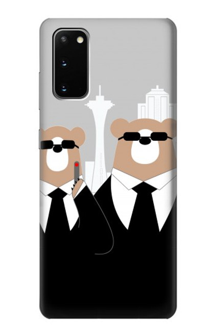 S3557 黒いスーツのクマ Bear in Black Suit Samsung Galaxy S20 バックケース、フリップケース・カバー