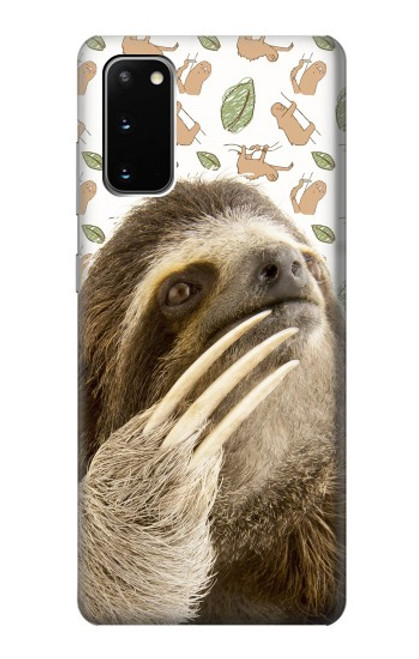 S3559 ナマケモノ Sloth Pattern Samsung Galaxy S20 バックケース、フリップケース・カバー