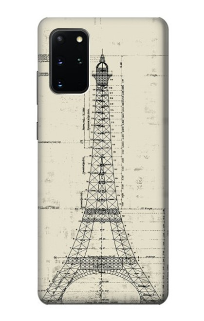 S3474 エッフェル建築図面 Eiffel Architectural Drawing Samsung Galaxy S20 Plus, Galaxy S20+ バックケース、フリップケース・カバー