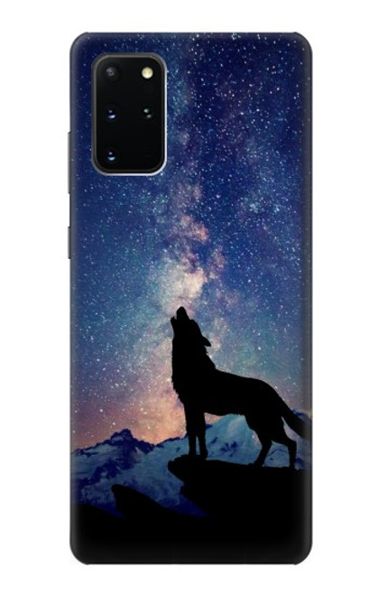 S3555 狼 Wolf Howling Million Star Samsung Galaxy S20 Plus, Galaxy S20+ バックケース、フリップケース・カバー