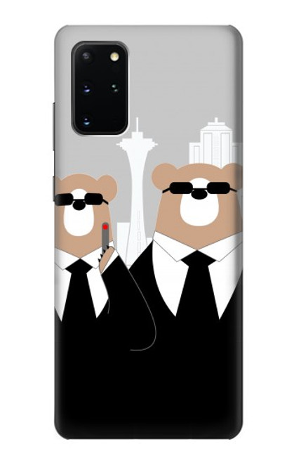 S3557 黒いスーツのクマ Bear in Black Suit Samsung Galaxy S20 Plus, Galaxy S20+ バックケース、フリップケース・カバー