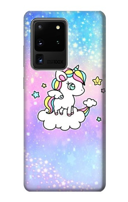 S3256 かわいいユニコーンの漫画 Cute Unicorn Cartoon Samsung Galaxy S20 Ultra バックケース、フリップケース・カバー