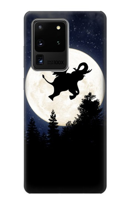 S3323 飛び象満月の夜 Flying Elephant Full Moon Night Samsung Galaxy S20 Ultra バックケース、フリップケース・カバー