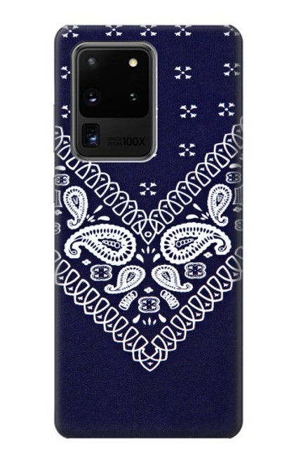 S3357 ネイビーブルーバンダナパターン Navy Blue Bandana Pattern Samsung Galaxy S20 Ultra バックケース、フリップケース・カバー